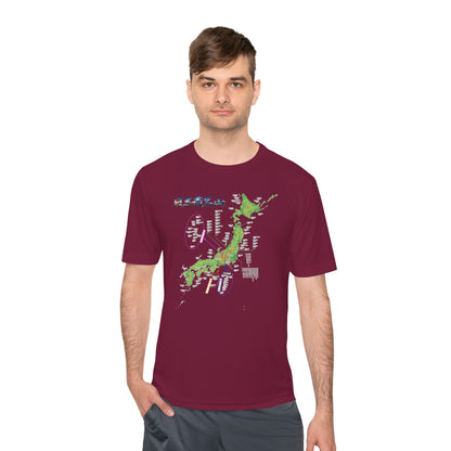 日本百名山マップTシャツ（チェックボックス付）｜100名山・標高記載・速乾ユニセックス・見やすさ重視マップ・ポリエステル１００％