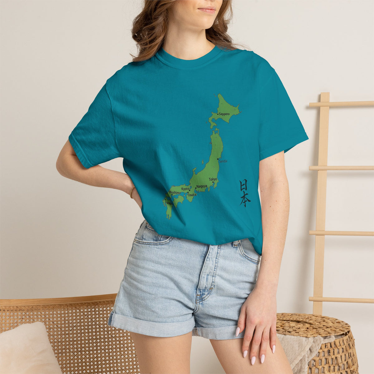 日本列島マップ Tシャツ｜主要都市入り｜Japan Map｜日本｜ユニセックス コットンTシャツ