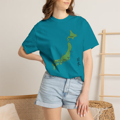 日本列島マップ Tシャツ｜主要都市入り｜Japan Map｜日本｜ユニセックス コットンTシャツ