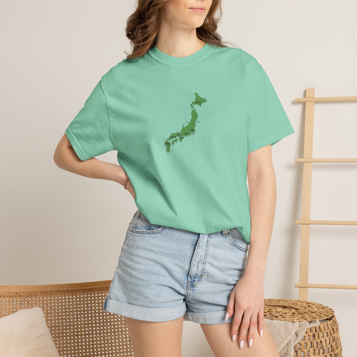 日本列島マップ Tシャツ｜主要都市入り｜Japan Map｜ユニセックス コットンTシャツ