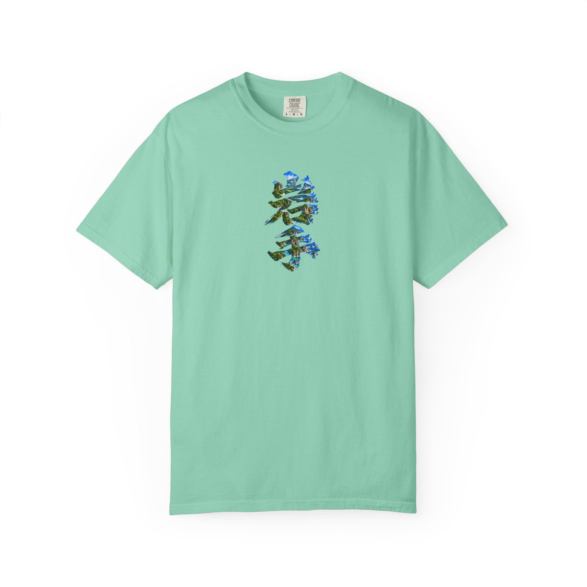 Iwate 岩手 Kanji Nature Art T-Shirt | Sanriku Coast Mountain & Forest Design