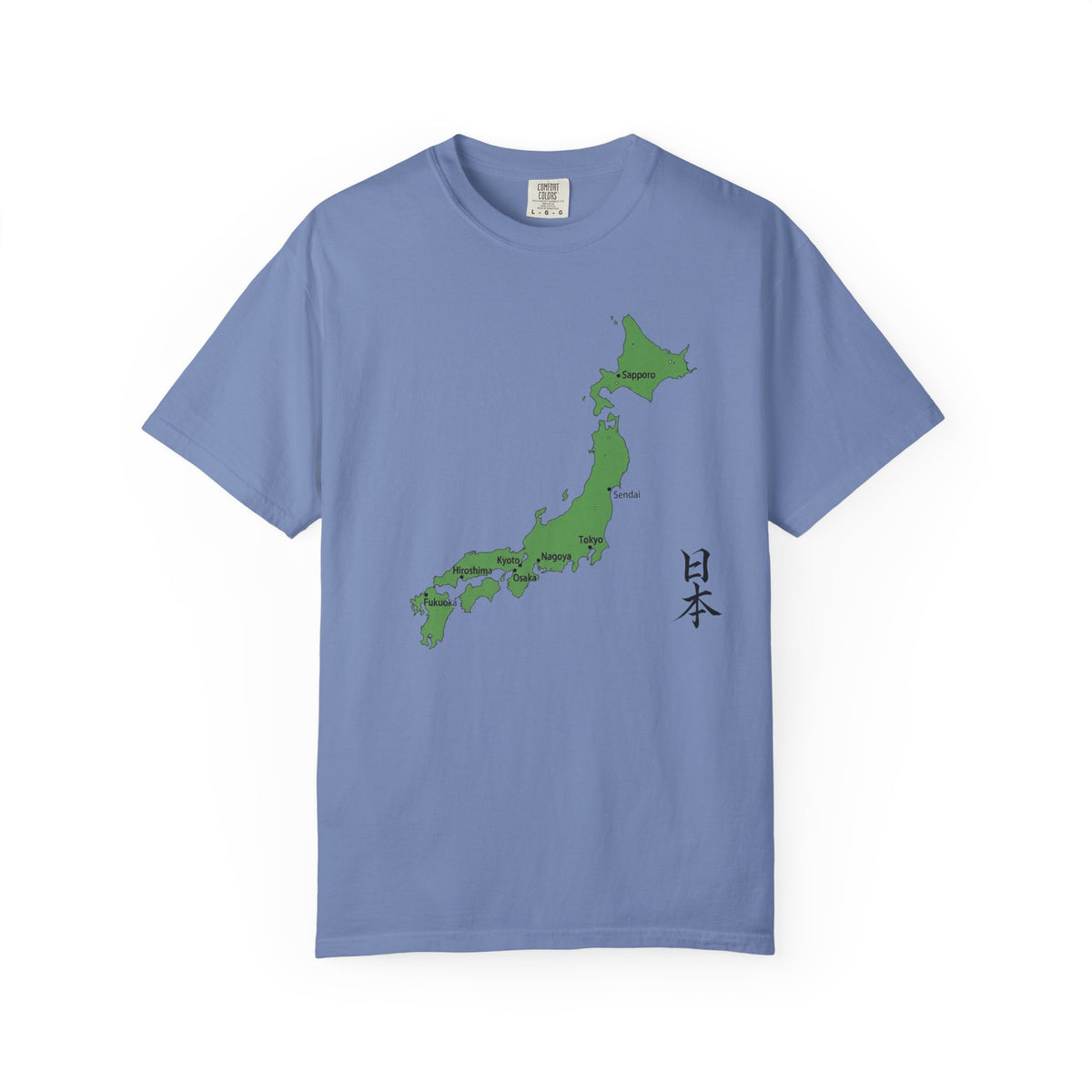 日本列島マップ Tシャツ｜主要都市入り｜Japan Map｜日本｜ユニセックス コットンTシャツ