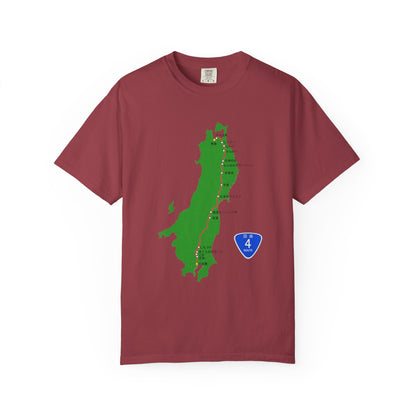 国道4号線 日本橋～青森ルートマップ Tシャツ｜ユニセックス コットンTシャツ