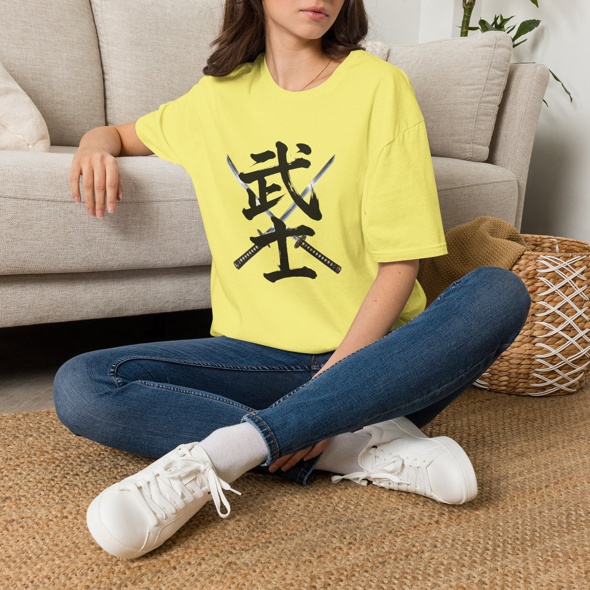 武士 漢字 Tシャツ｜戦国・日本文化｜ユニセックス コットンTシャツ