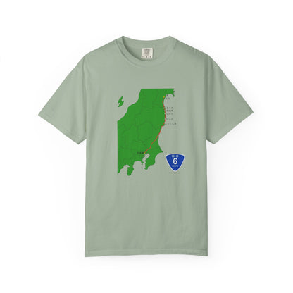 国道６号線 日本橋～仙台ルートマップ Tシャツ｜ユニセックス コットンTシャツ