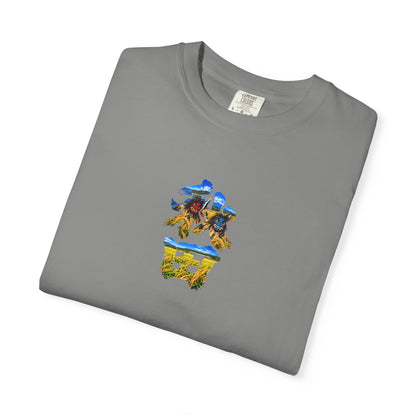 秋田 Akita Kanji Art T-Shirt | Namahage, Oga Peninsula & Rice Field Design