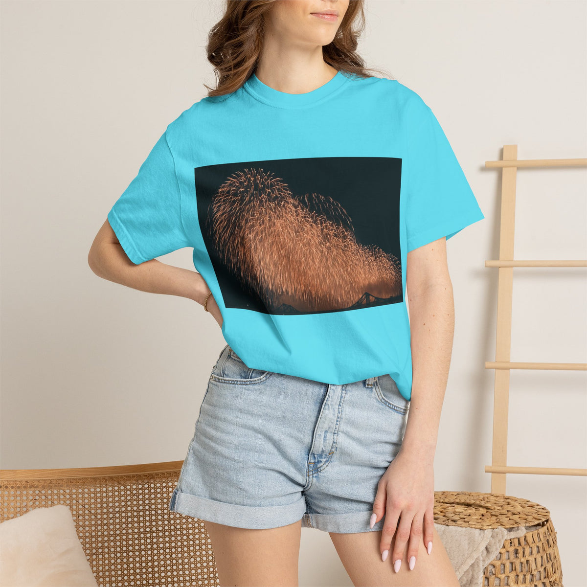 花火バーストTシャツ — 長岡　不死鳥　2026 夜空写真シャツ