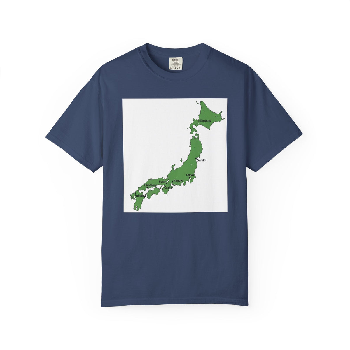 日本列島マップ Tシャツ｜主要都市入り｜Japan Map｜ユニセックス コットンTシャツ