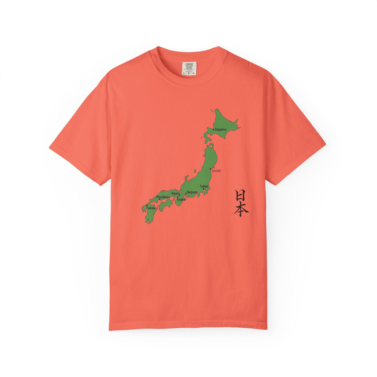 日本列島マップ Tシャツ｜主要都市入り｜Japan Map｜日本｜ユニセックス コットンTシャツ