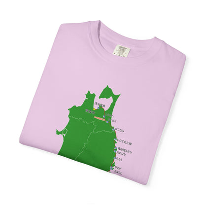 国道４５号線 仙台～青森ルートマップ Tシャツ｜震災復興｜ユニセックス コットンTシャツ