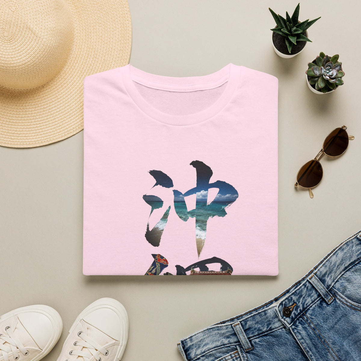 沖縄 風景漢字 Tシャツ｜大自然アート｜ユニセックス コットンTシャツ