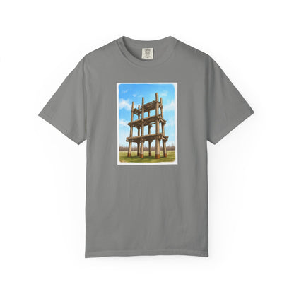 三内丸山遺跡 Tシャツ｜大型掘立柱建物｜縄文文化デザイン｜ユニセックス コットンTシャツ