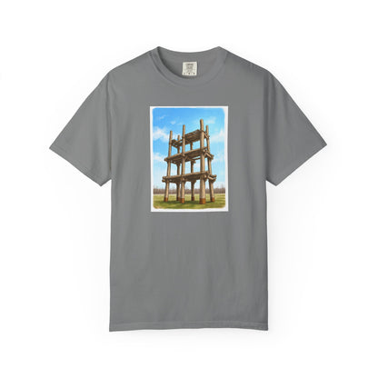 三内丸山遺跡 Tシャツ｜大型掘立柱建物｜縄文文化デザイン｜ユニセックス コットンTシャツ