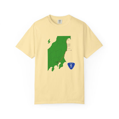 国道６号線 日本橋～仙台ルートマップ Tシャツ｜ユニセックス コットンTシャツ