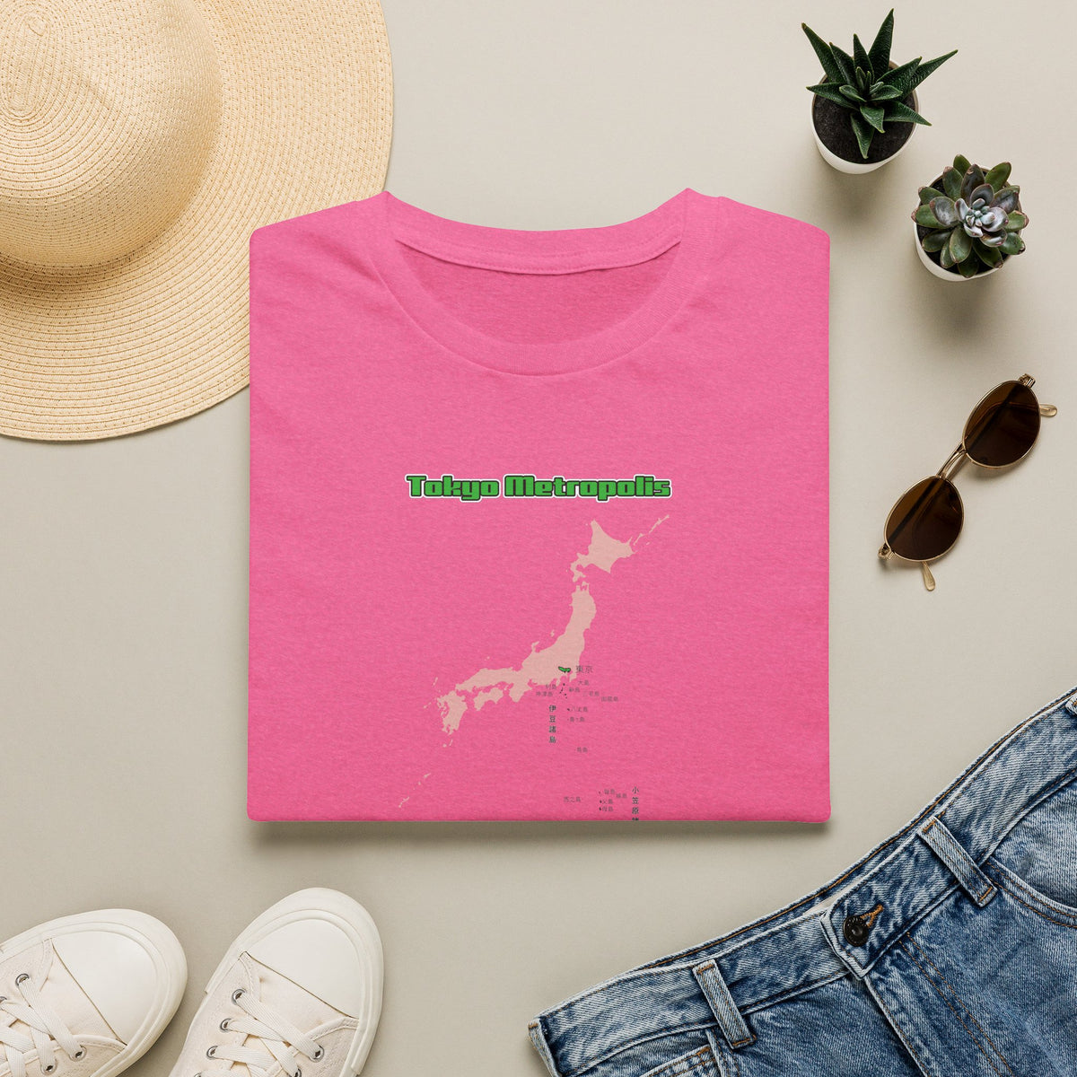 東京都 地図デザインTシャツ｜TOKYO METROPOLIS・伊豆諸島・小笠原諸島｜ユニセックス コットンTシャツ
