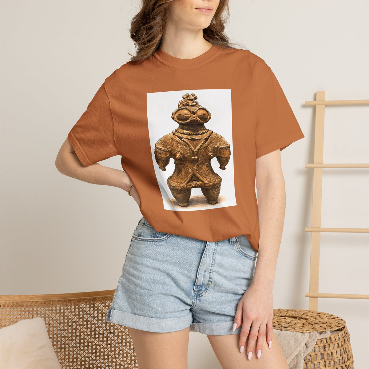 遮光器土偶 Tシャツ｜縄文文化デザイン｜ユニセックス コットンTシャツ