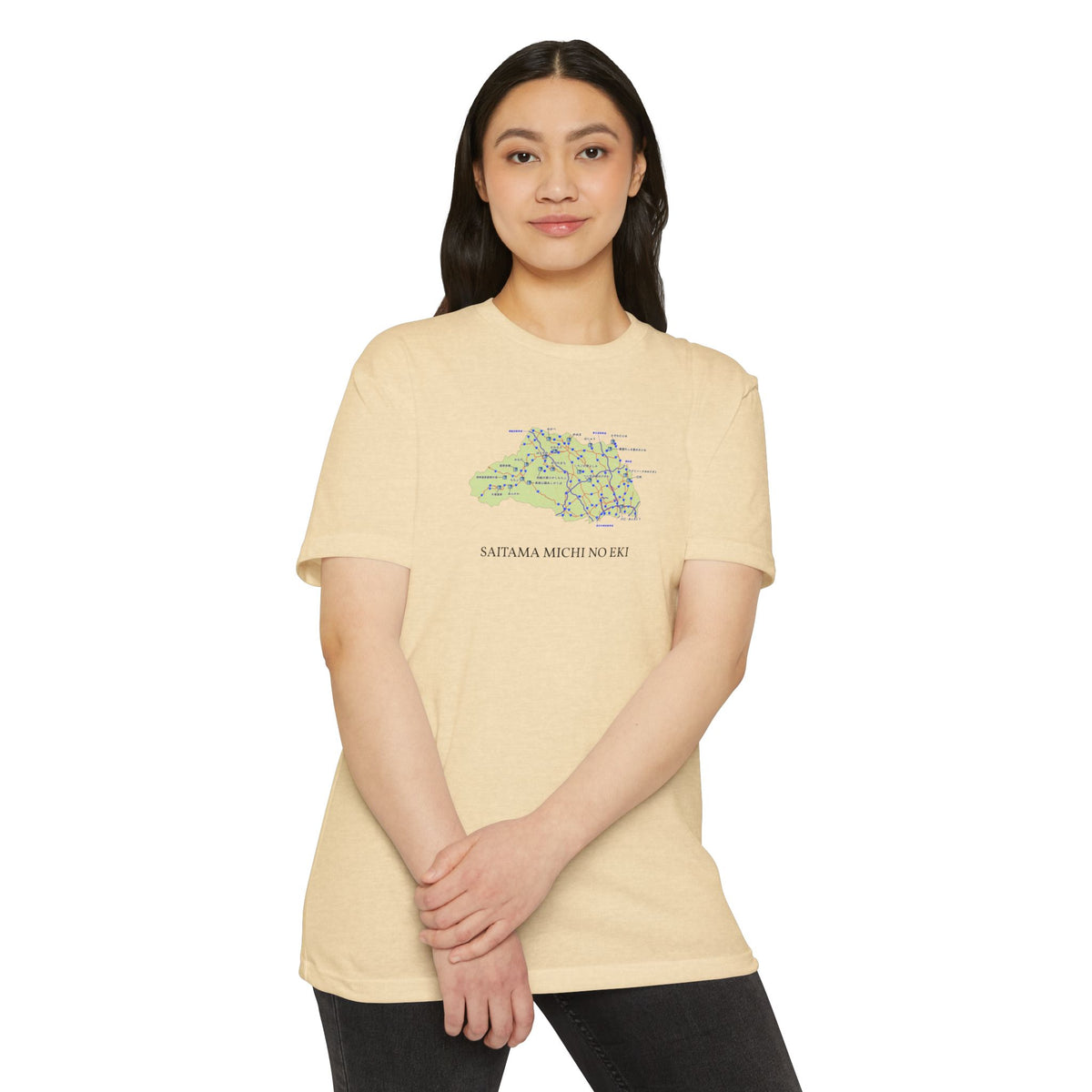 埼玉県 道の駅・道路地図Tシャツ — SAITAMA MICHI NO EKI MAP
