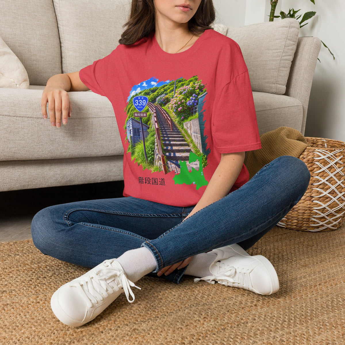 国道３３９号線　階段国道Tシャツ　 — 青森　道の駅４ヵ所ルートマップ