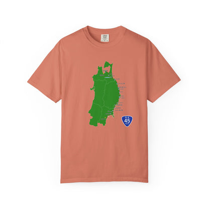 国道４５号線 仙台～青森ルートマップ Tシャツ｜ユニセックス コットンTシャツ