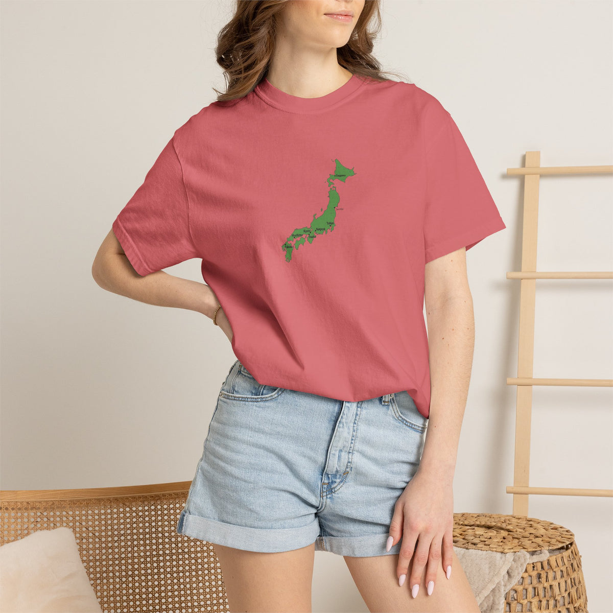 日本列島マップ Tシャツ｜主要都市入り｜Japan Map｜ユニセックス コットンTシャツ
