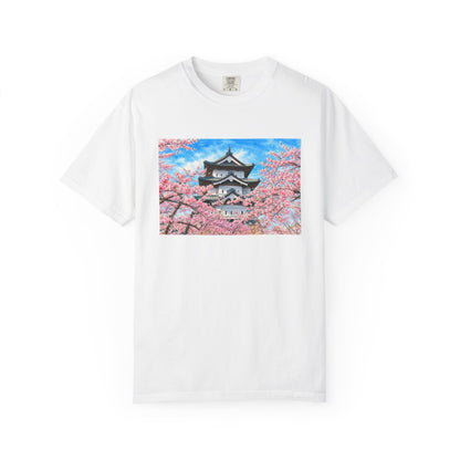 弘前城と桜 Tシャツ｜日本の春風景｜ユニセックス コットンTシャツ