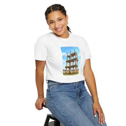 三内丸山遺跡 Tシャツ｜大型掘立柱建物｜縄文文化デザイン｜ユニセックス コットンTシャツ
