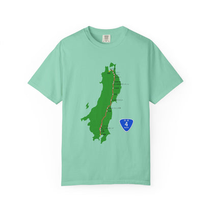 国道4号線 日本橋～青森ルートマップ Tシャツ｜ユニセックス コットンTシャツ