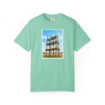 三内丸山遺跡 Tシャツ｜大型掘立柱建物｜縄文文化デザイン｜ユニセックス コットンTシャツ
