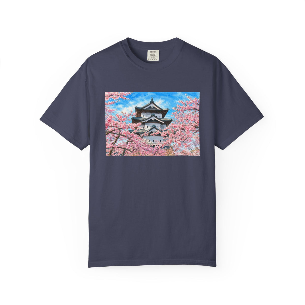 弘前城と桜 Tシャツ｜日本の春風景｜ユニセックス コットンTシャツ