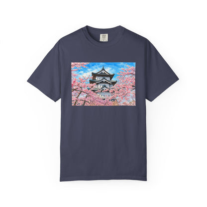 弘前城と桜 Tシャツ｜日本の春風景｜ユニセックス コットンTシャツ