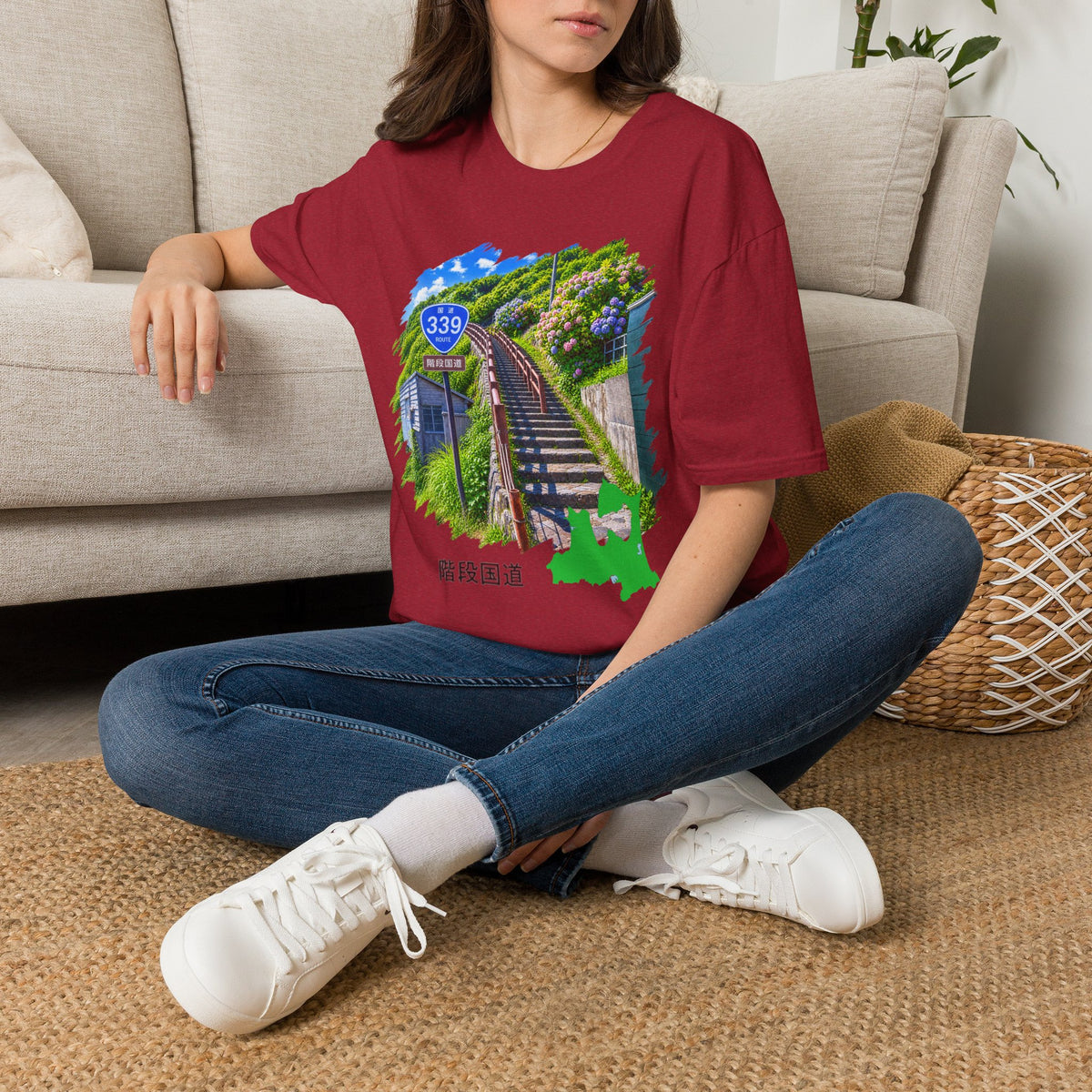 国道３３９号線　階段国道Tシャツ　 — 青森　道の駅４ヵ所ルートマップ