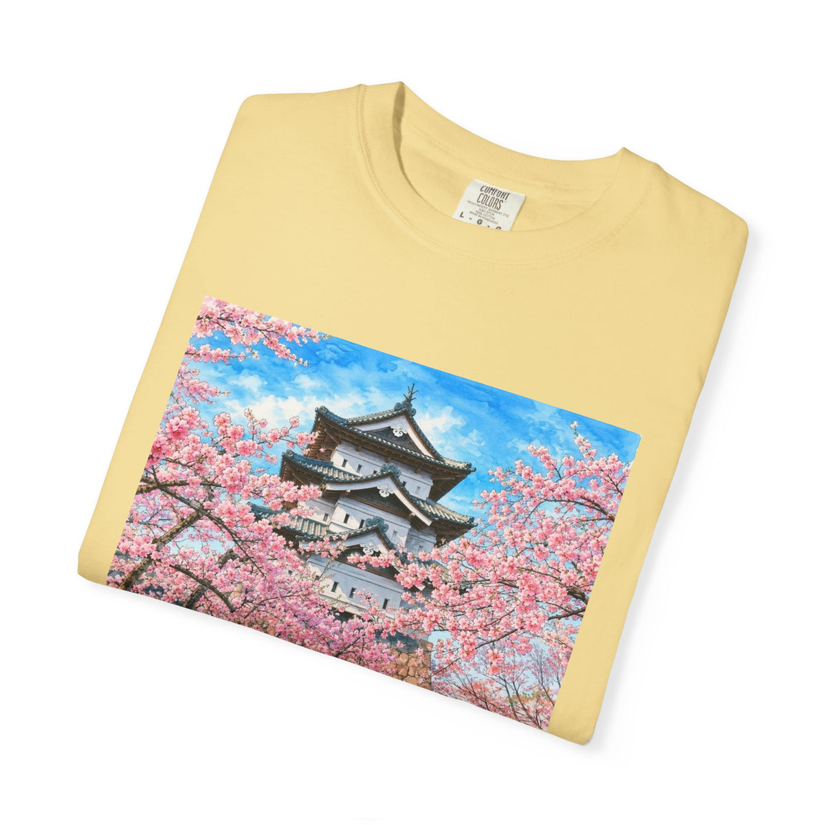 弘前城と桜 Tシャツ｜日本の春風景｜ユニセックス コットンTシャツ