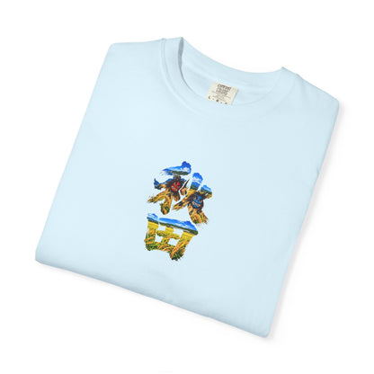 秋田　なまはげ　と　稲穂　毛筆Tシャツ｜男鹿半島・田んぼ風景デザイン