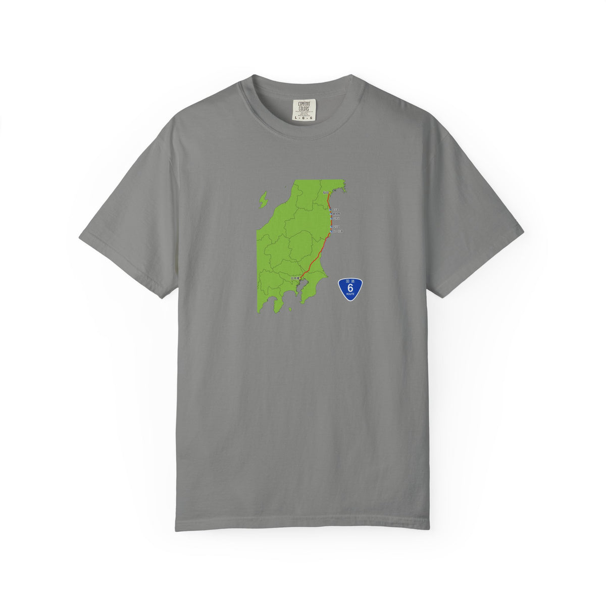 国道６号線 日本橋～仙台ルートマップ Tシャツ｜ユニセックス コットンTシャツ