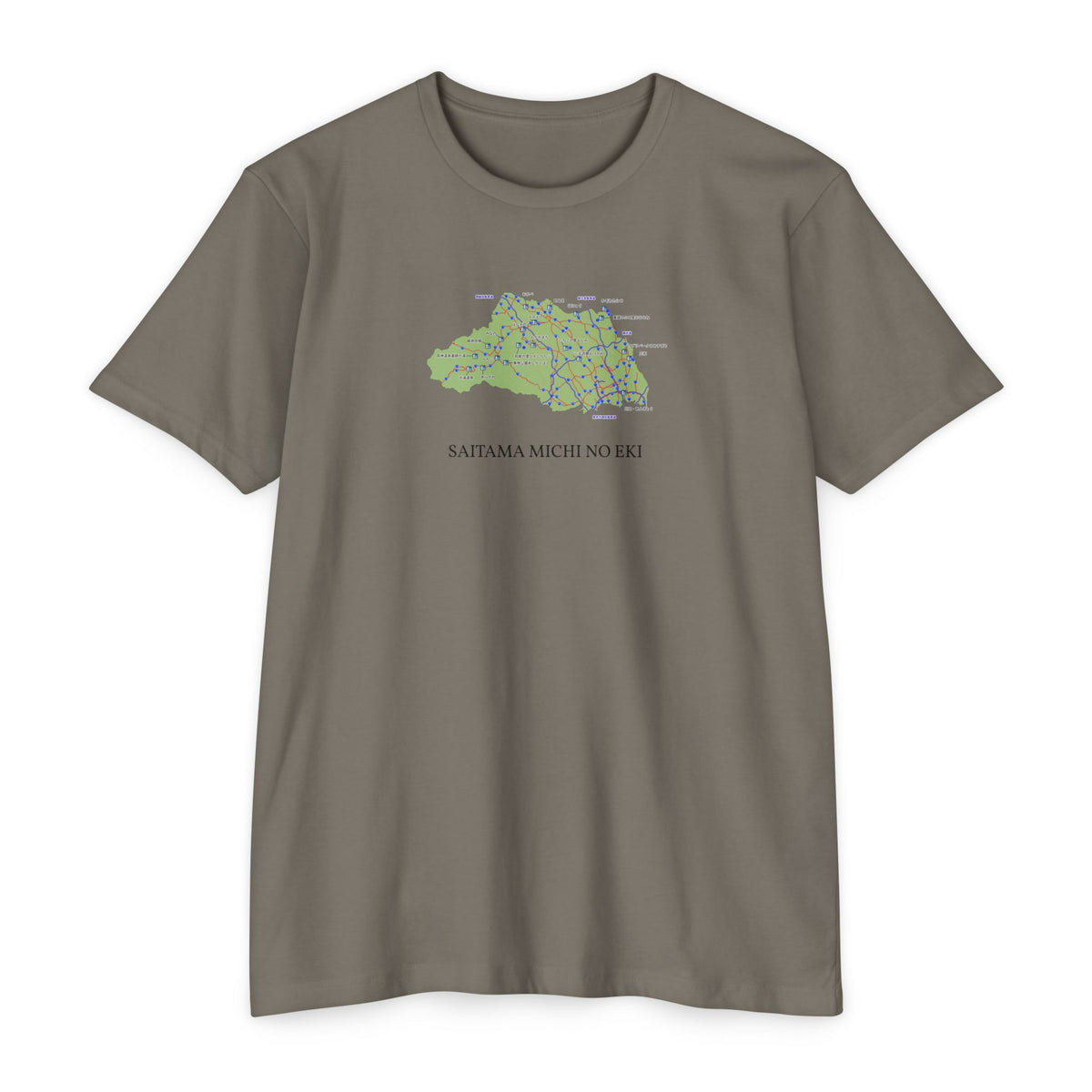 埼玉県 道の駅・道路地図Tシャツ — SAITAMA MICHI NO EKI MAP