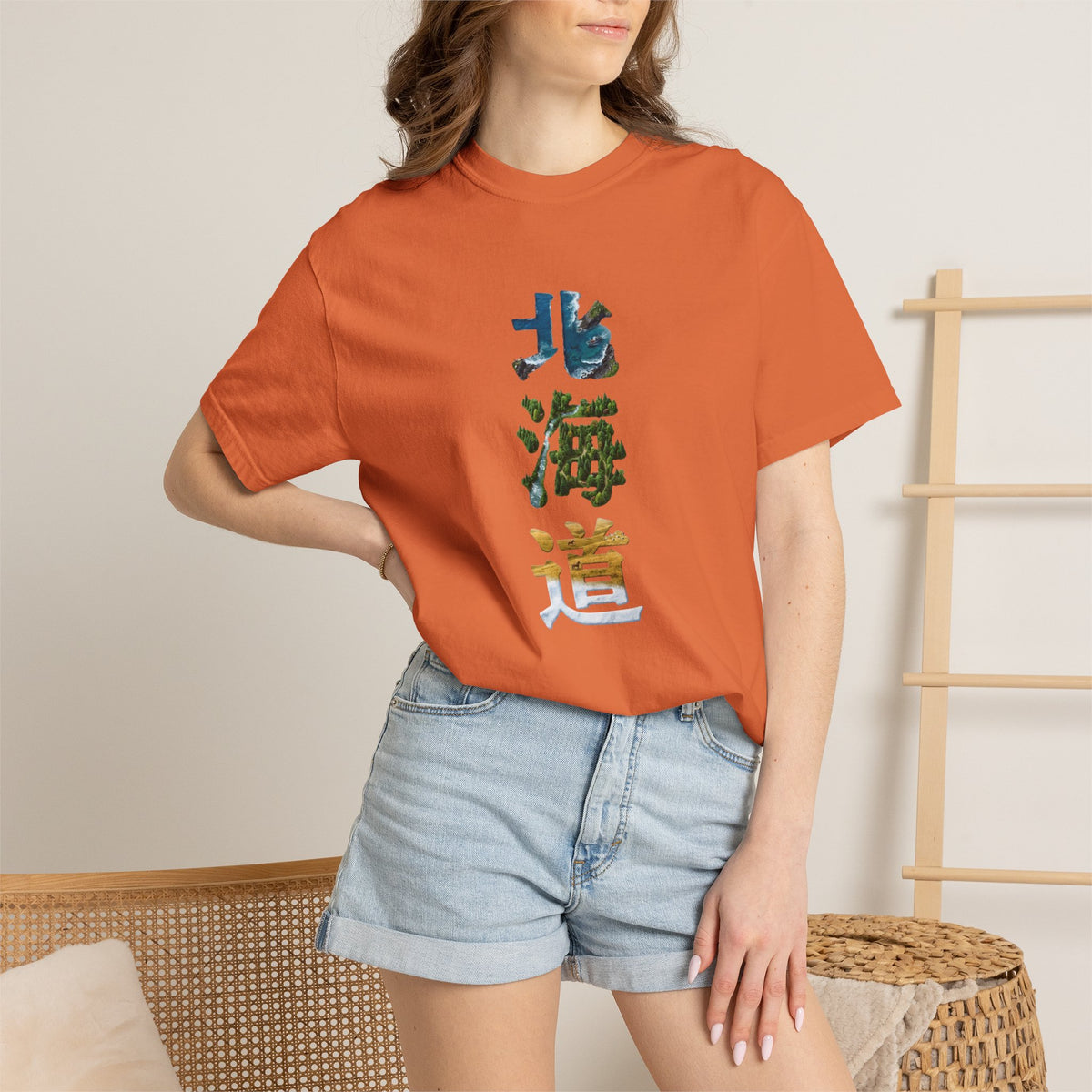 北海道 風景漢字 Tシャツ｜大自然アート｜ユニセックス コットンTシャツ
