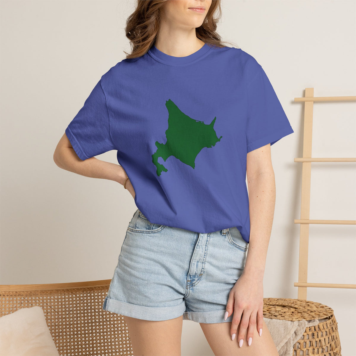 北海道 地図デザイン Tシャツ｜ユニセックス コットンTシャツ