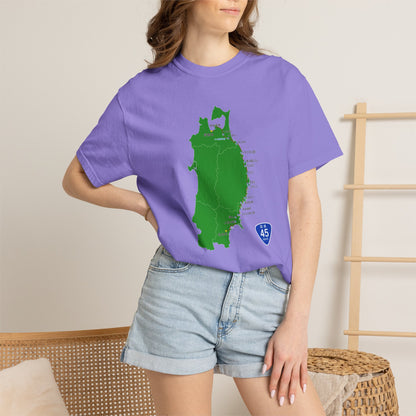 国道４５号線 仙台～青森ルートマップ Tシャツ｜ユニセックス コットンTシャツ
