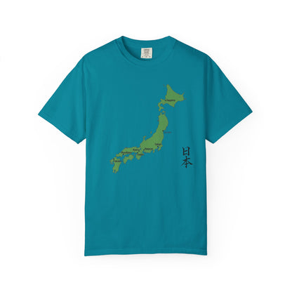 日本列島マップ Tシャツ｜主要都市入り｜Japan Map｜日本｜ユニセックス コットンTシャツ