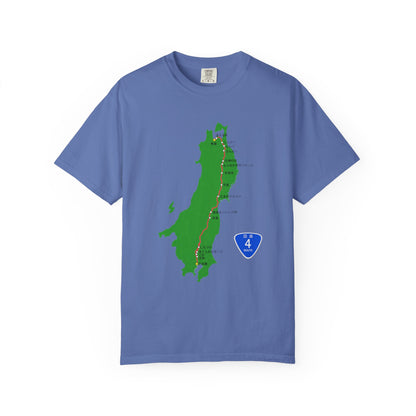 国道4号線 日本橋～青森ルートマップ Tシャツ｜ユニセックス コットンTシャツ