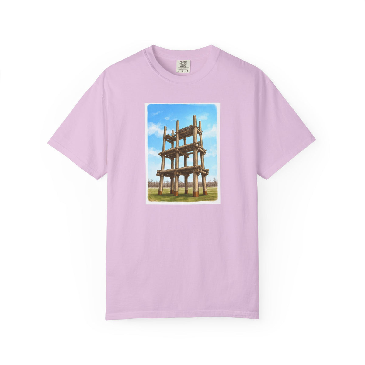 三内丸山遺跡 Tシャツ｜大型掘立柱建物｜縄文文化デザイン｜ユニセックス コットンTシャツ