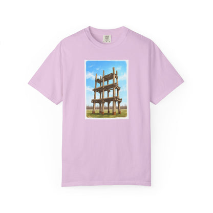 三内丸山遺跡 Tシャツ｜大型掘立柱建物｜縄文文化デザイン｜ユニセックス コットンTシャツ