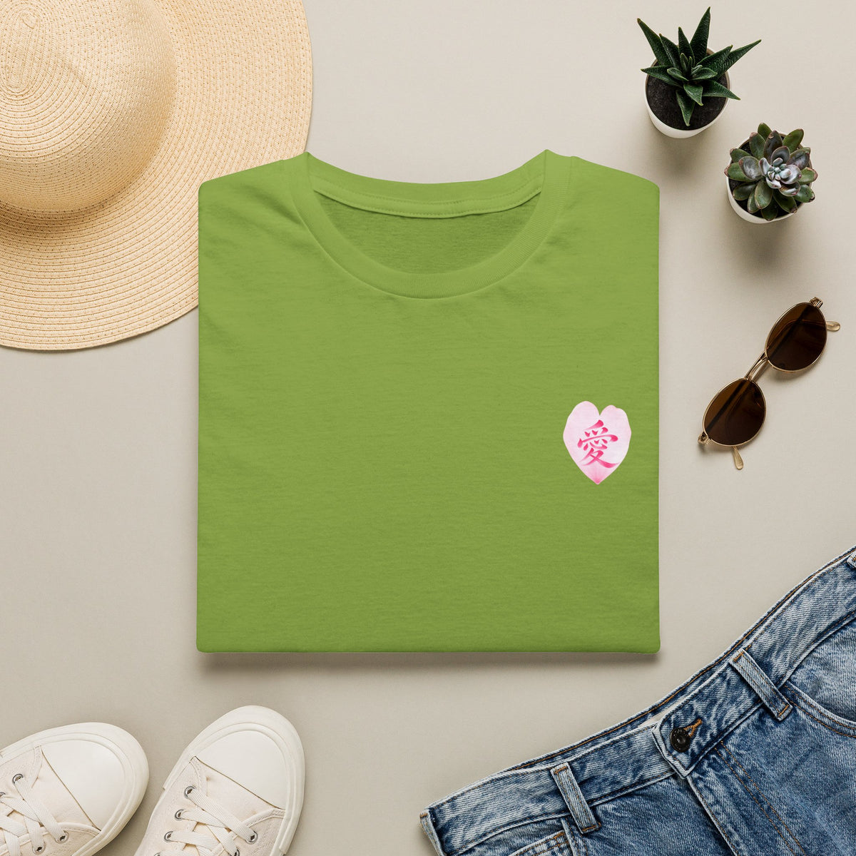 愛 Ai Kanji Art T-Shirt | Japanese Love Calligraphy & Cherry Blossom Design