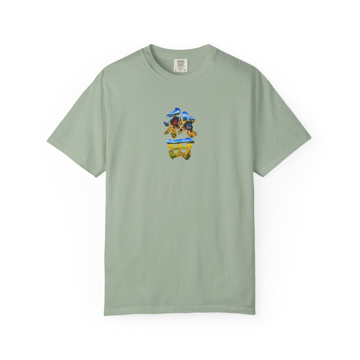 秋田　なまはげ　と　稲穂　毛筆Tシャツ｜男鹿半島・田んぼ風景デザイン