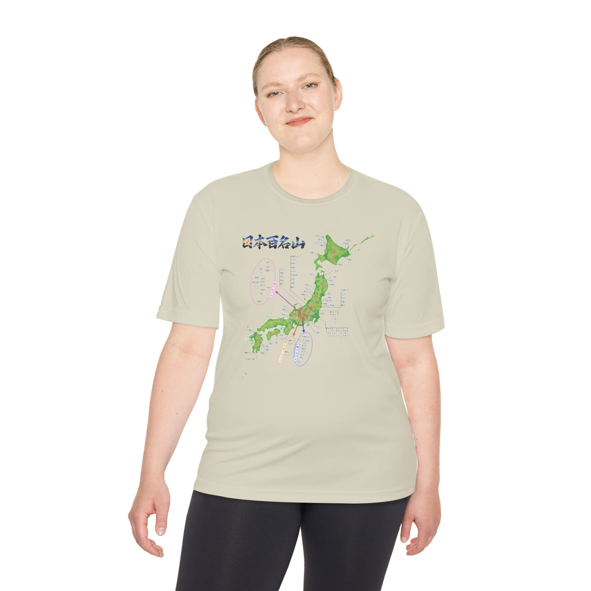 Japan 100 Famous Mountains Map T-Shirt | Hyakumeizan Hiking & Elevation Map