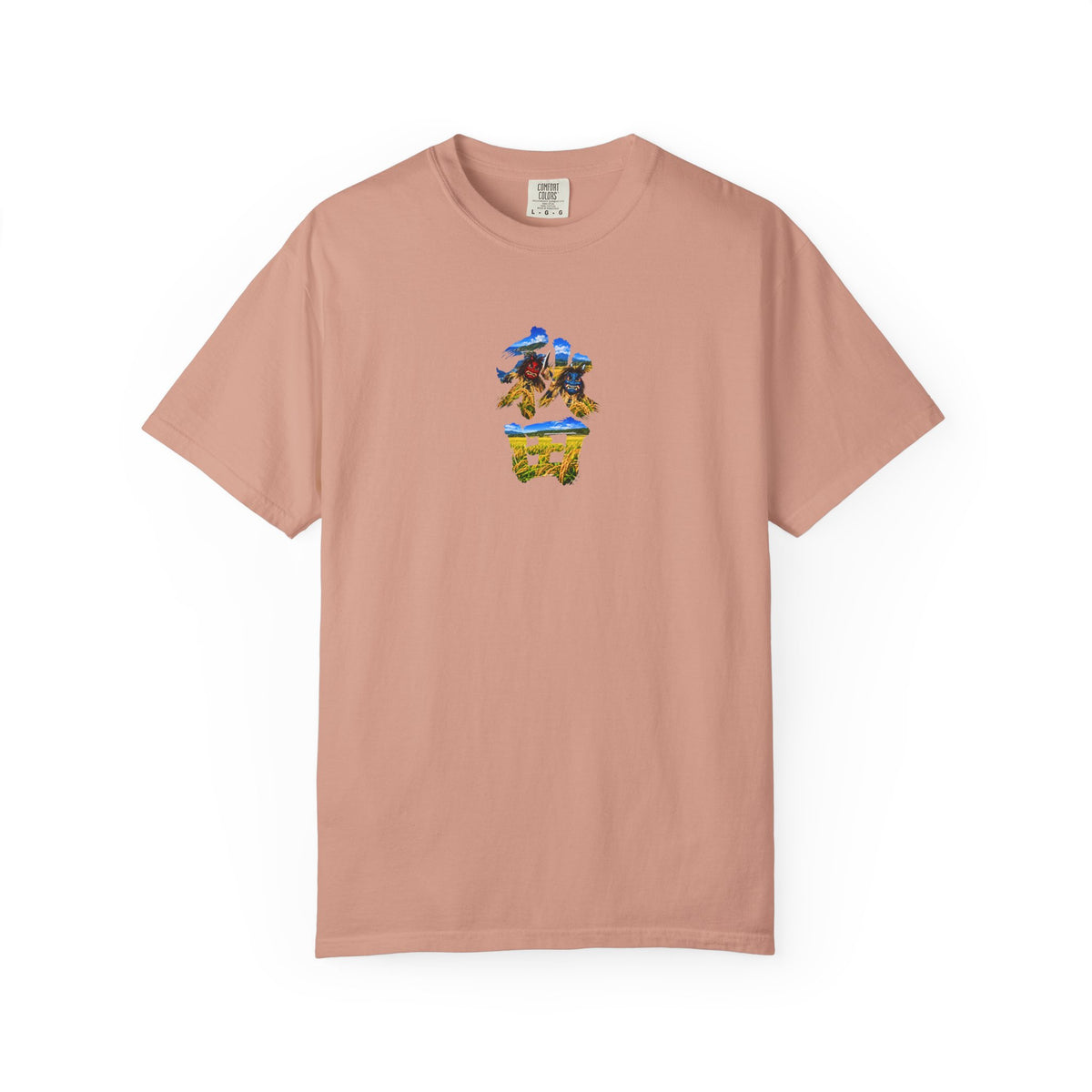 秋田　なまはげ　と　稲穂　毛筆Tシャツ｜男鹿半島・田んぼ風景デザイン