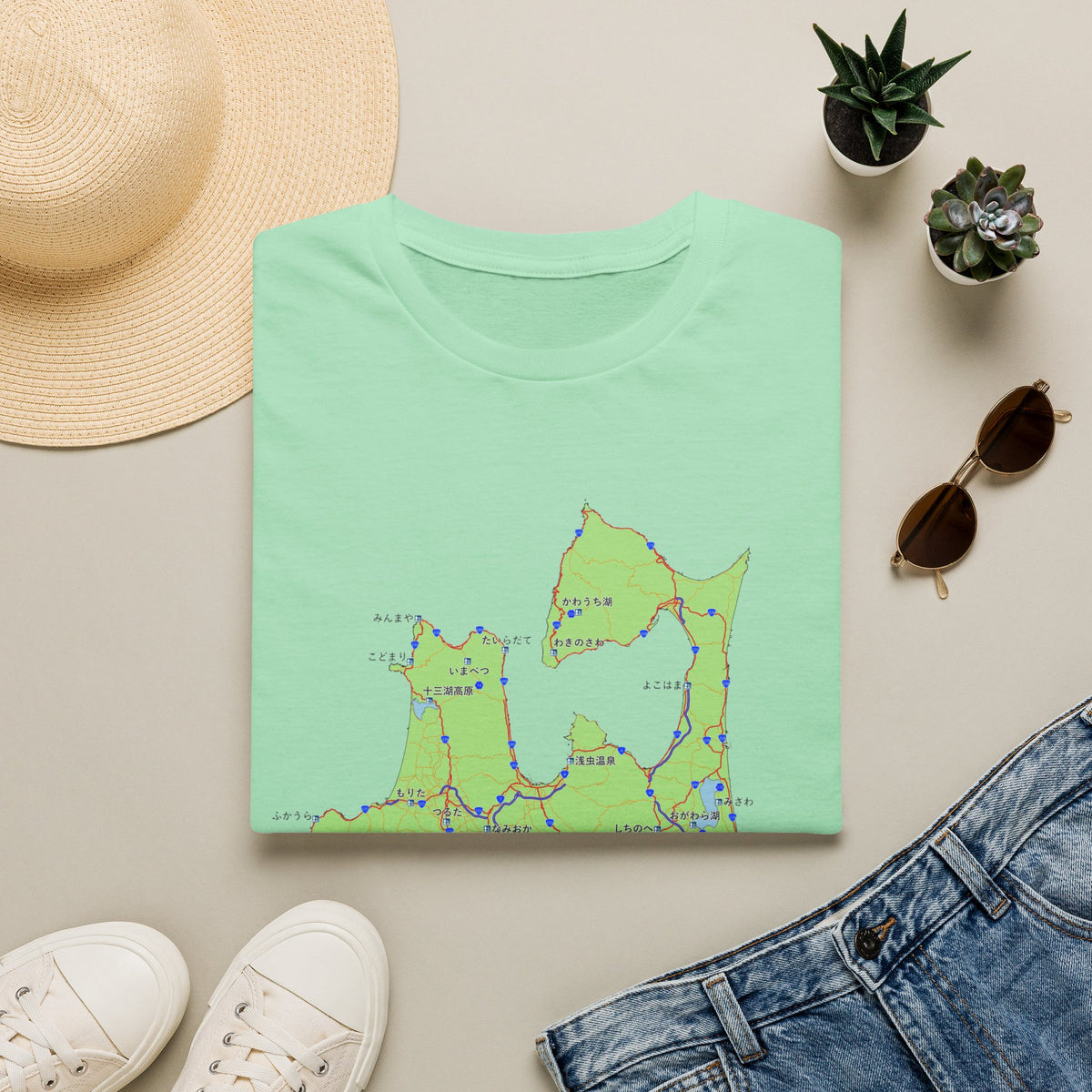 Aomori Michi-no-Eki Map T-Shirt | All 28 Roadside Stations