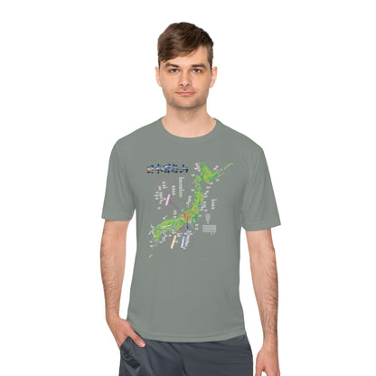 日本百名山マップTシャツ｜100名山・標高記載・速乾ユニセックス・見やすさ重視マップ・ポリエステル１００％