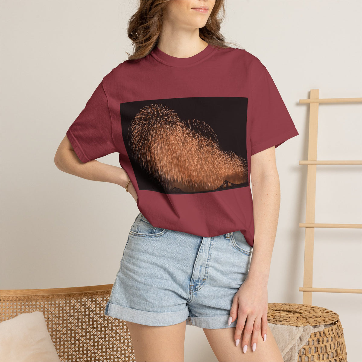 不死鳥のごとき大輪の華Tシャツ（2026年版） — 日本三大花火の街、2026年、長生橋、復興祈願の巨大花火