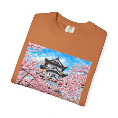 弘前城と桜 Tシャツ｜日本の春風景｜ユニセックス コットンTシャツ